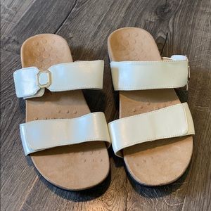 Vionic leather adjustable slide sandals